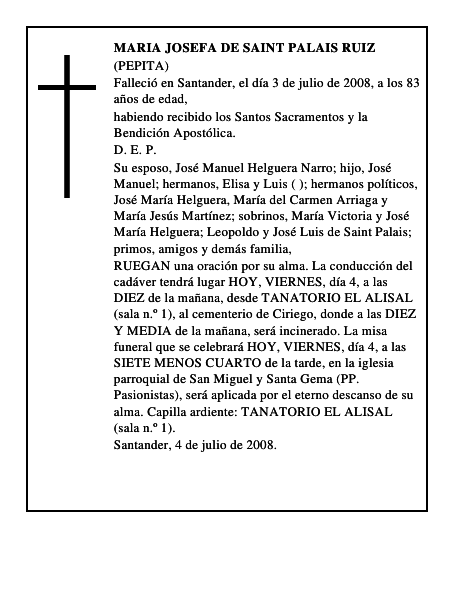 MARIA JOSEFA DE SAINT PALAIS RUIZ