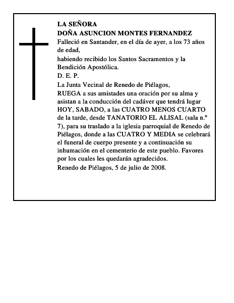DOÑA ASUNCION MONTES FERNANDEZ