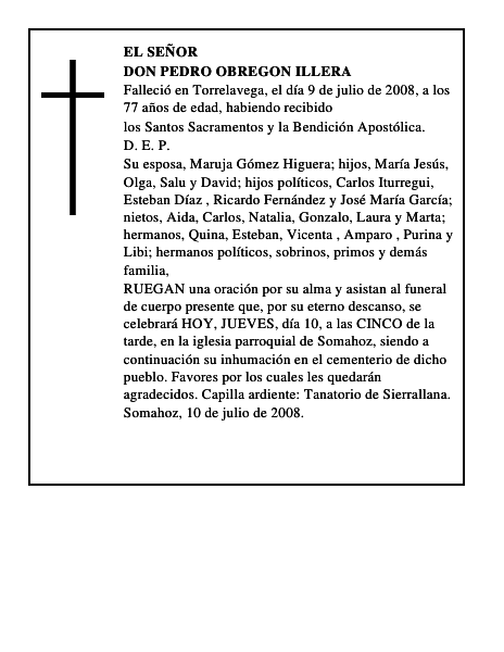 DON PEDRO OBREGON ILLERA