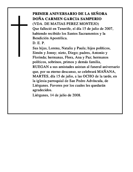 DOÑA CARMEN GARCIA SAMPERIO