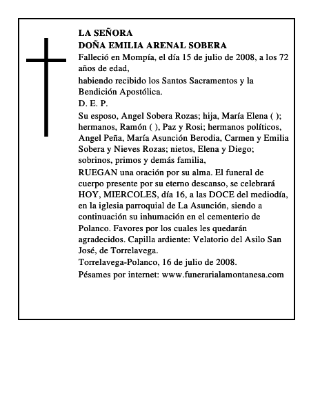 DOÑA EMILIA ARENAL SOBERA