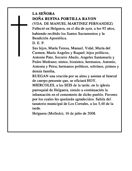 DOÑA RUFINA PORTILLA RAYON