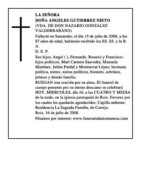 DOÑA ANGELES GUTIERREZ NIETO