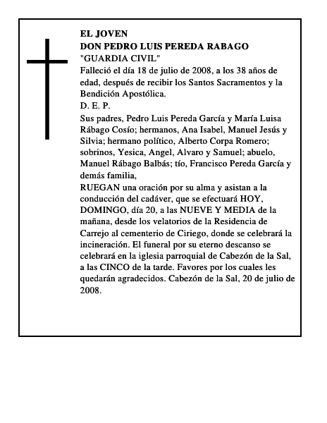 DON PEDRO LUIS PEREDA RABAGO