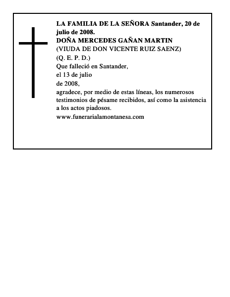 DOÑA MERCEDES GAÑAN MARTIN