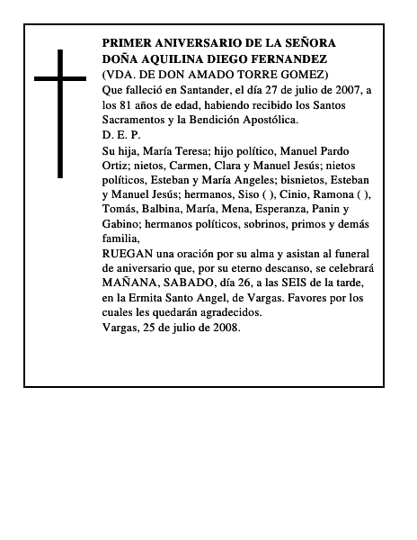 DOÑA AQUILINA DIEGO FERNANDEZ