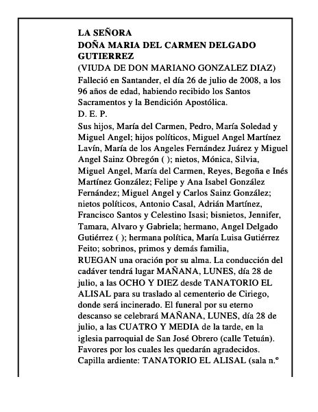 DOÑA MARIA DEL CARMEN DELGADO GUTIERREZ