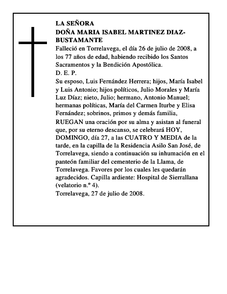 DOÑA MARIA ISABEL MARTINEZ DIAZ-BUSTAMANTE