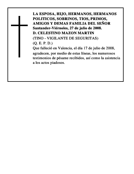 D. CELESTINO MAZON MARTIN