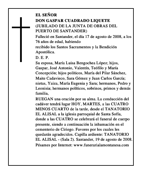 DON GASPAR CUADRADO LIQUETE