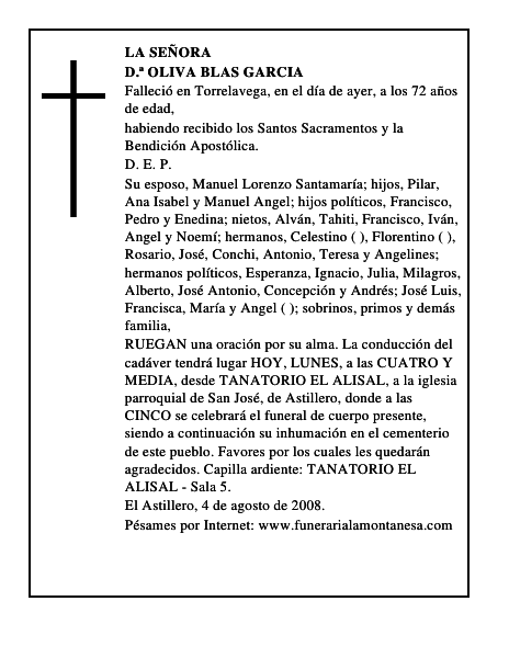 D.ª OLIVA BLAS GARCIA