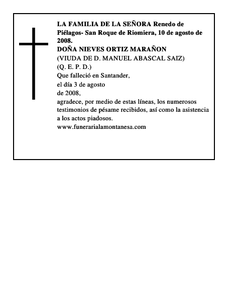 DOÑA NIEVES ORTIZ MARAÑON