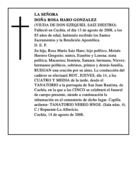 DOÑA ROSA HARO GONZALEZ