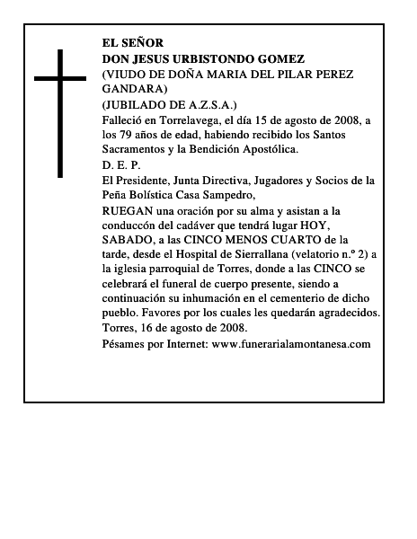 DON JESUS URBISTONDO GOMEZ