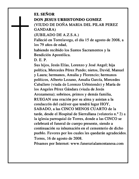 DON JESUS URBISTONDO GOMEZ