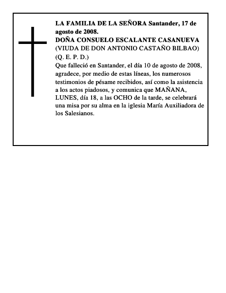 DOÑA CONSUELO ESCALANTE CASANUEVA