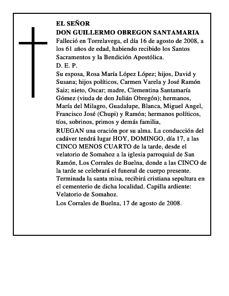 DON GUILLERMO OBREGON SANTAMARIA