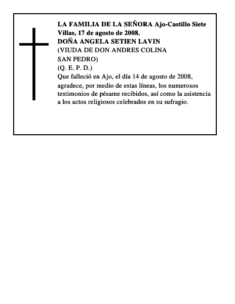 DOÑA ANGELA SETIEN LAVIN
