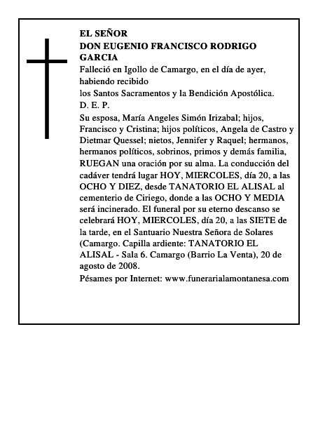 DON EUGENIO FRANCISCO RODRIGO GARCIA