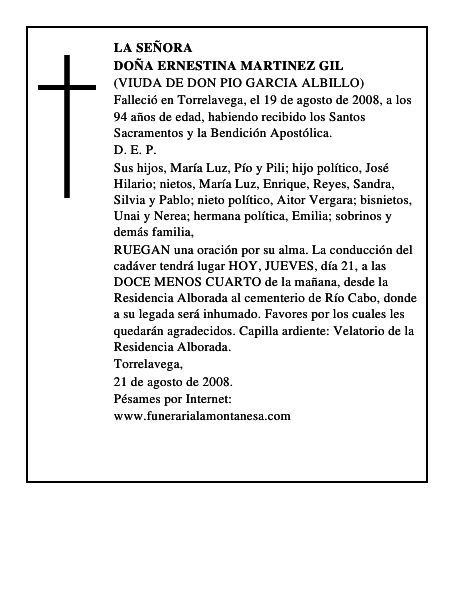 DOÑA ERNESTINA MARTINEZ GIL