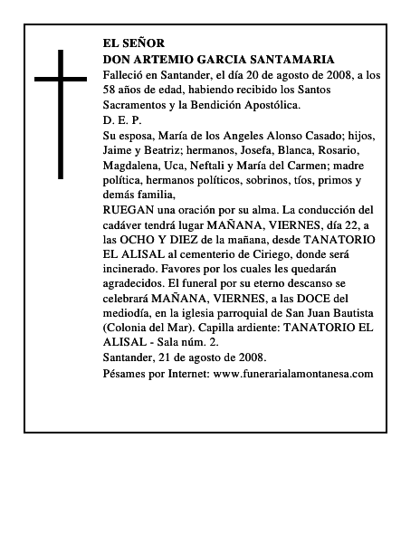DON ARTEMIO GARCIA SANTAMARIA