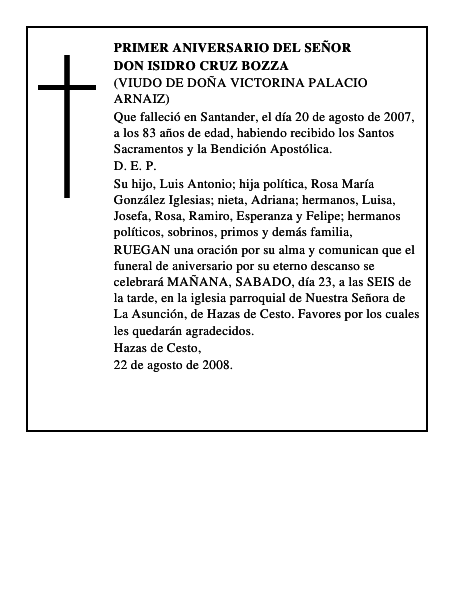 DON ISIDRO CRUZ BOZZA
