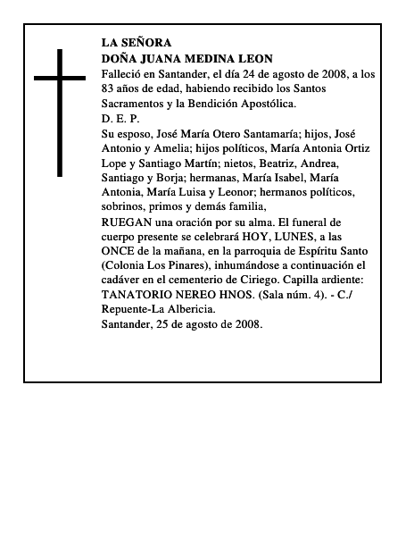 DOÑA JUANA MEDINA LEON