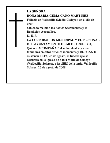 DOÑA MARIA GEMA CANO MARTINEZ