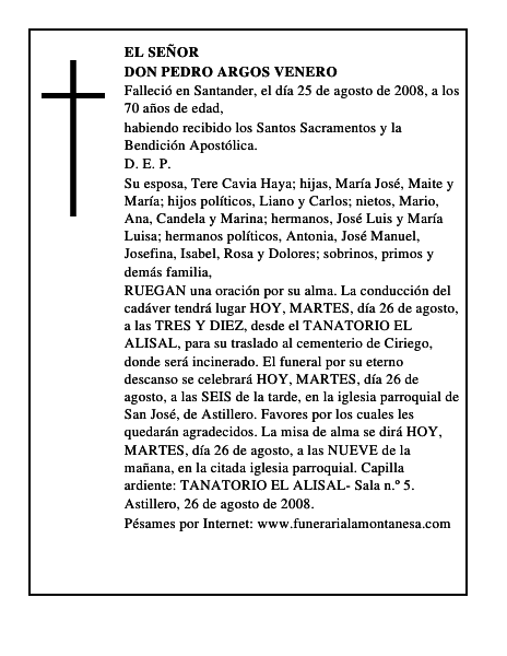 DON PEDRO ARGOS VENERO