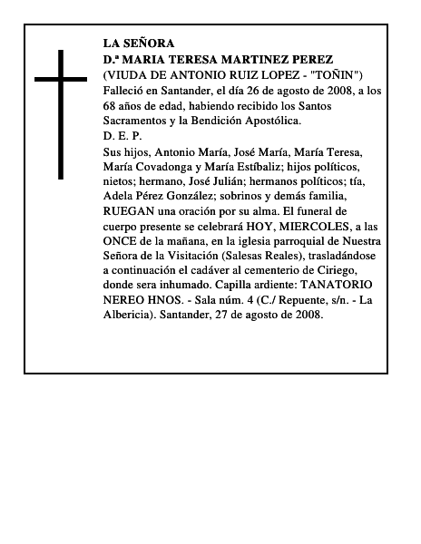 D.ª MARIA TERESA MARTINEZ PEREZ