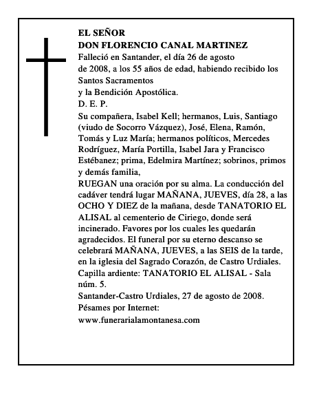 DON FLORENCIO CANAL MARTINEZ