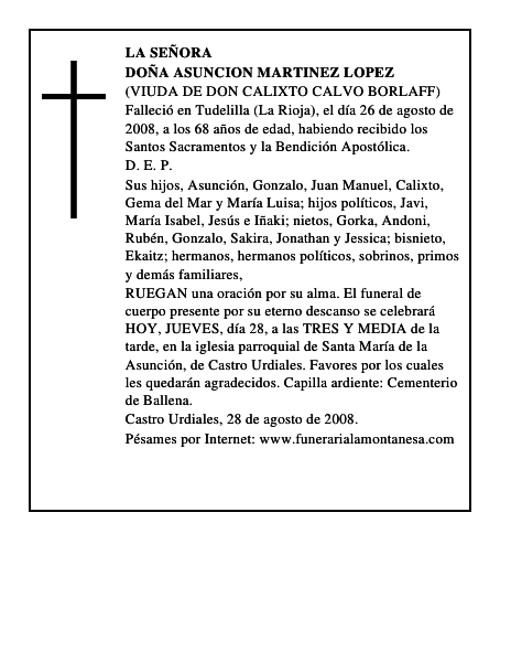 DOÑA ASUNCION MARTINEZ LOPEZ