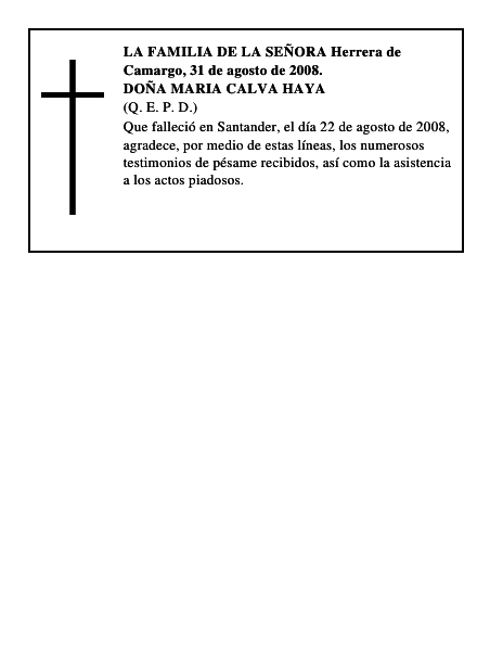 DOÑA MARIA CALVA HAYA