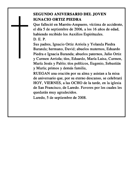 IGNACIO ORTIZ PIEDRA