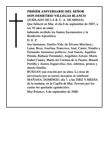 DON DEMETRIO VILLEGAS BLANCO