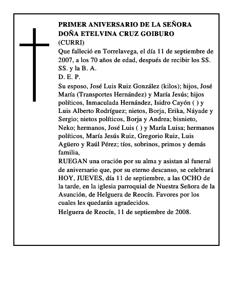 DOÑA ETELVINA CRUZ GOIBURO