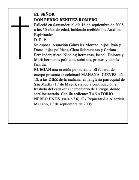 DON PEDRO BENITEZ ROMERO