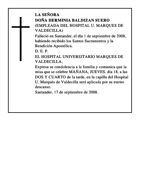 DOÑA HERMINIA BALDIZAN SUERO
