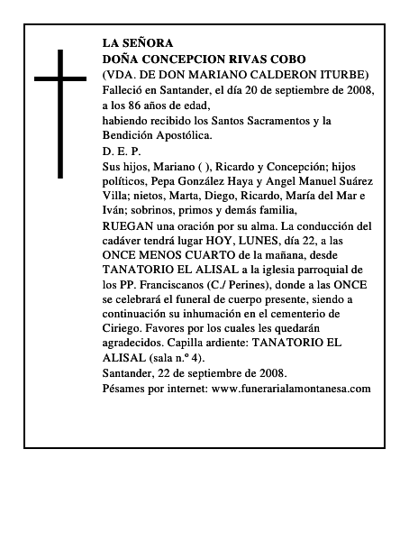 DOÑA CONCEPCION RIVAS COBO