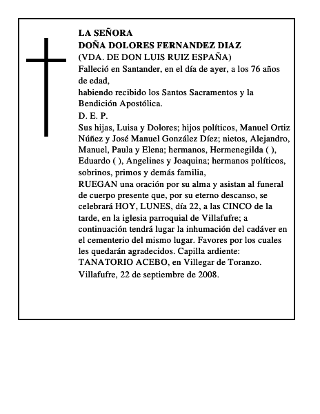 DOÑA DOLORES FERNANDEZ DIAZ