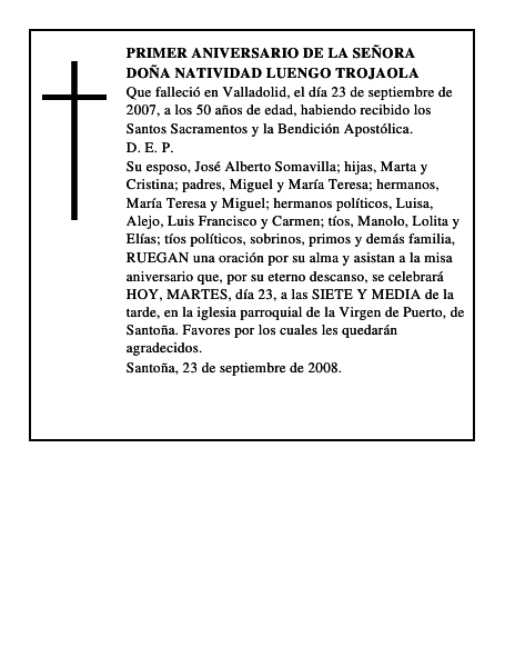 DOÑA NATIVIDAD LUENGO TROJAOLA
