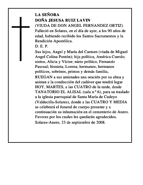 DOÑA JESUSA RUIZ LAVIN