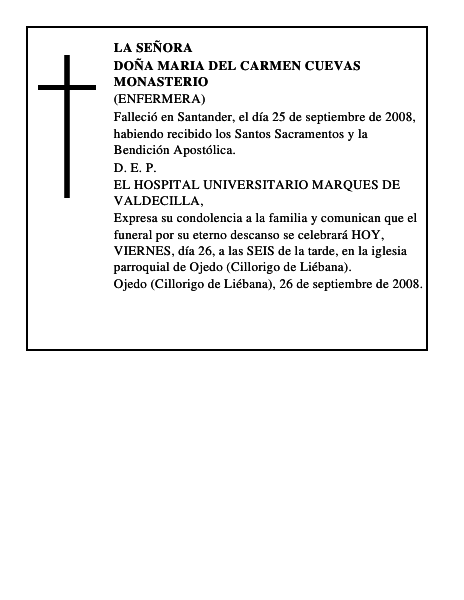DOÑA MARIA DEL CARMEN CUEVAS MONASTERIO