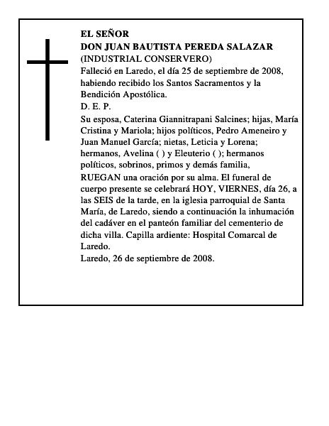 DON JUAN BAUTISTA PEREDA SALAZAR