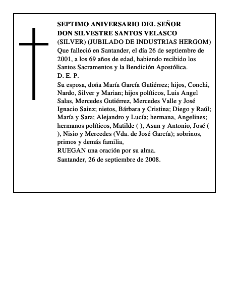 DON SILVESTRE SANTOS VELASCO