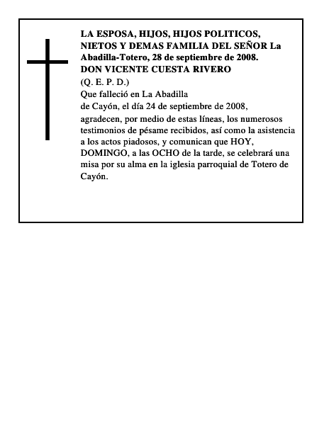 DON VICENTE CUESTA RIVERO