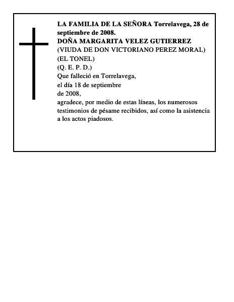 DOÑA MARGARITA VELEZ GUTIERREZ