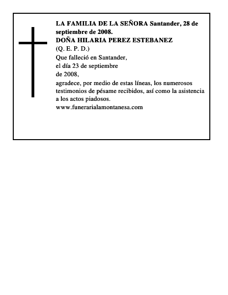 DOÑA HILARIA PEREZ ESTEBANEZ