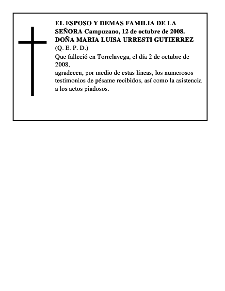 DOÑA MARIA LUISA URRESTI GUTIERREZ