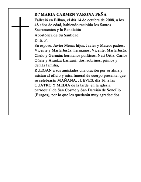D.ª MARIA CARMEN VARONA PEÑA